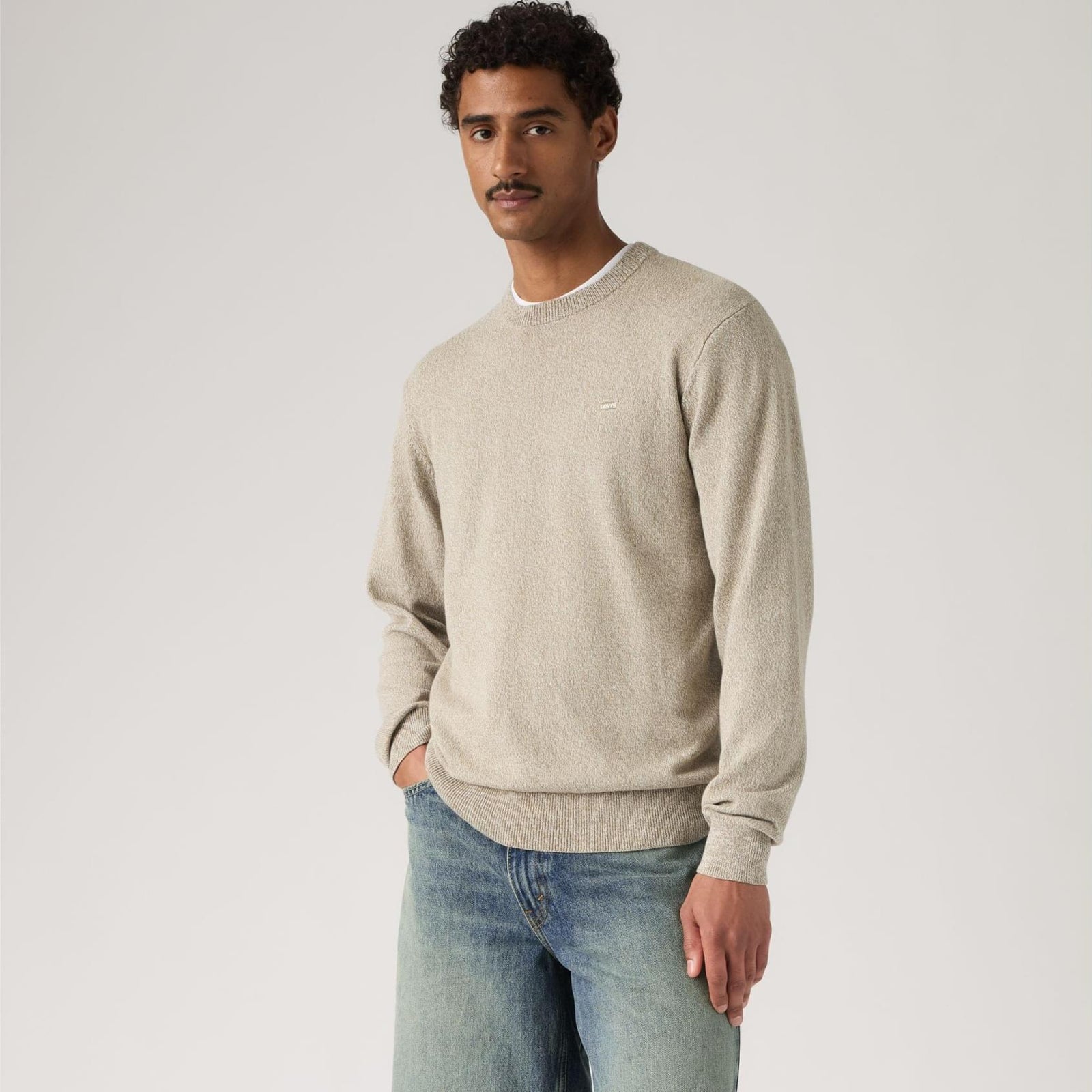 levi's® 輕盈 housemark 毛衣 | 男裝 A72070048XS- Pre Twist Marl Brindle / Egret - Beige – Levi's 香港